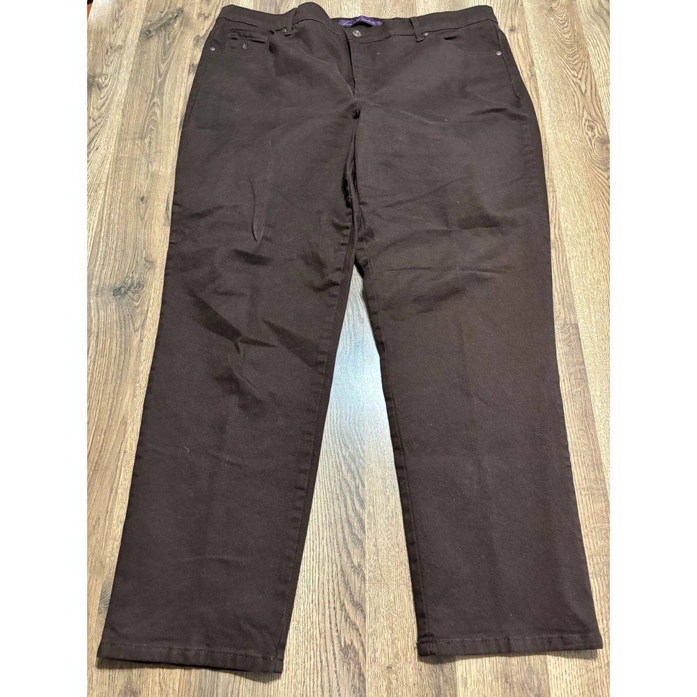Gloria Vanderbilt Pants Women Size 18W Brown Pants Straight Leg Stretch Rise